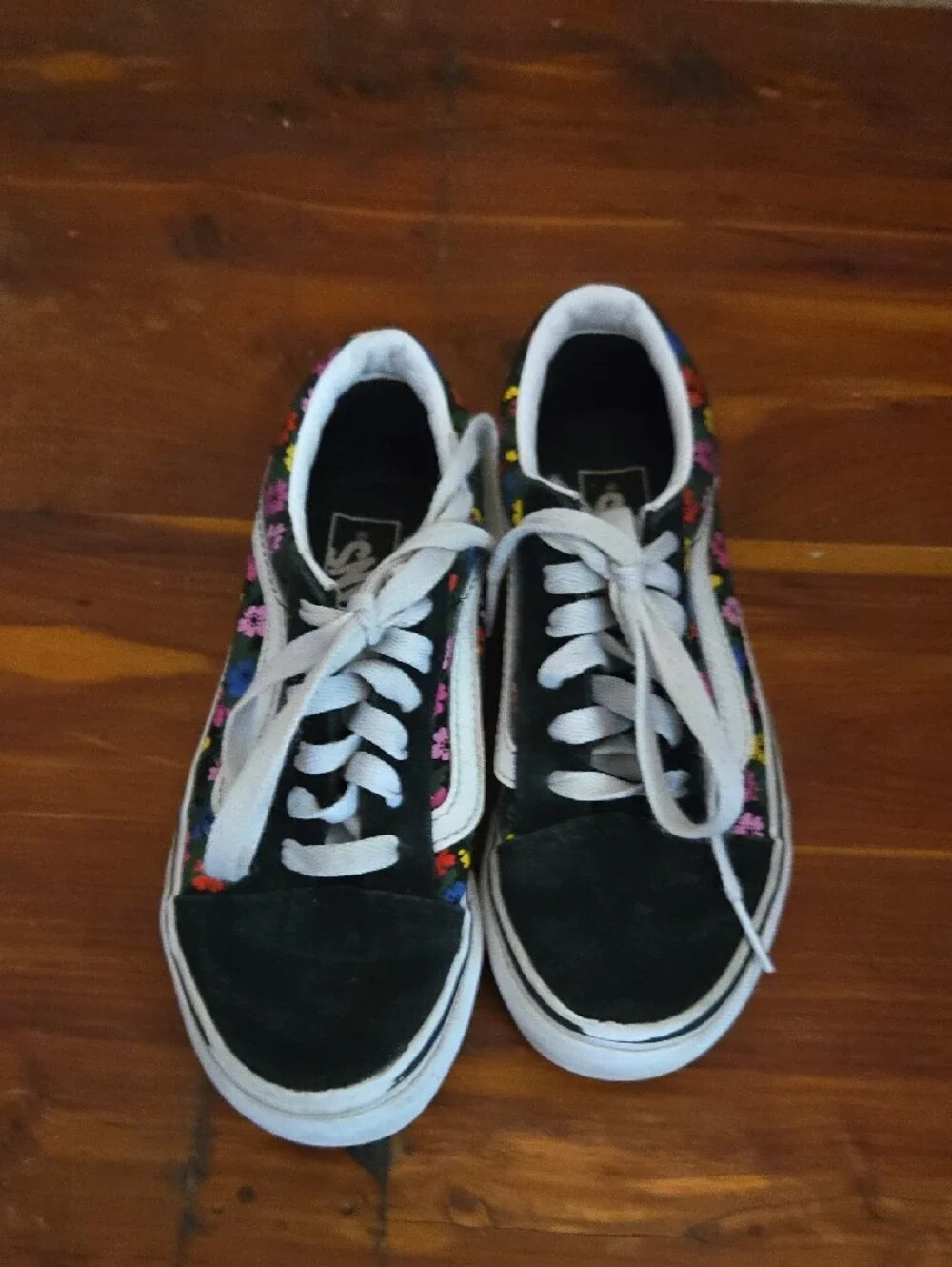 Vans Kids Black Floral Old Skool Sneakers with White Stripe